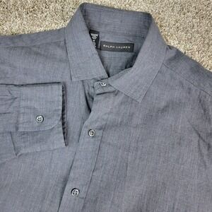 Ralph Lauren Black Label Mens Medium Solid Gray Button Up Long Sleeve